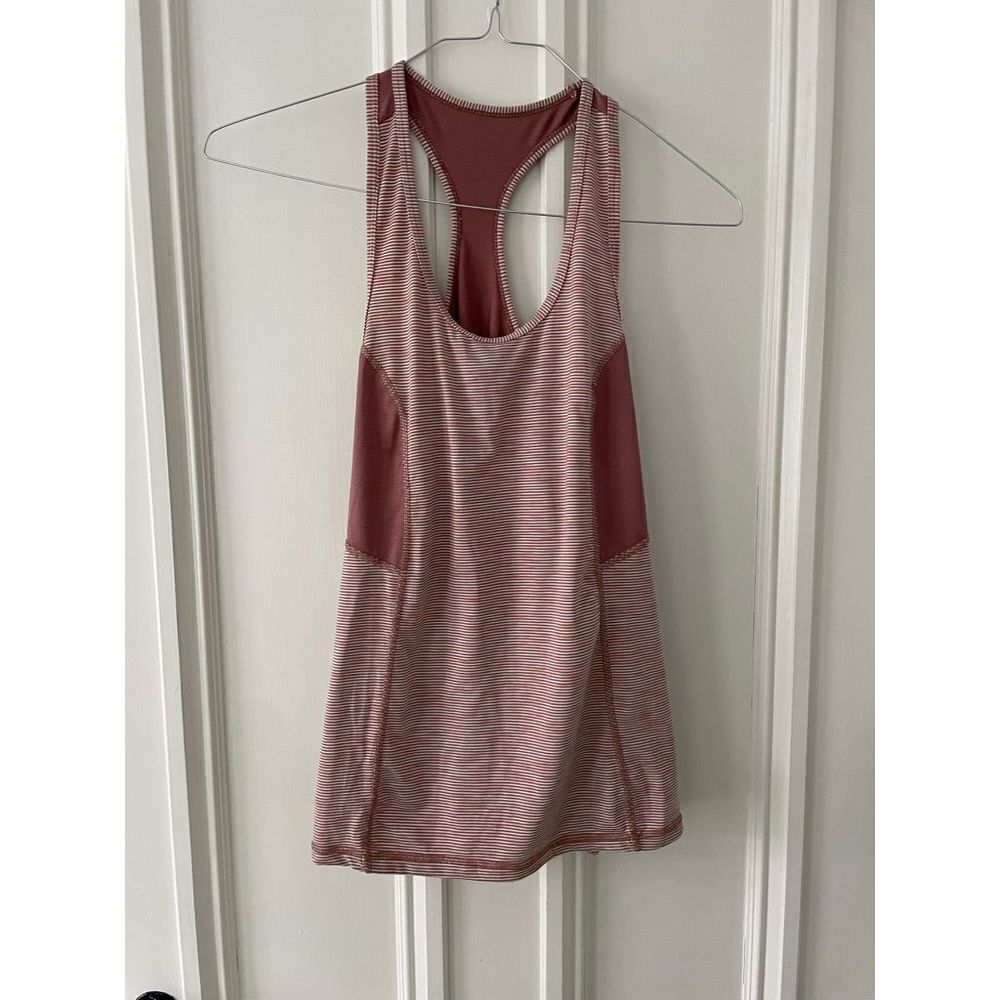 Xersion mauve and cream striped athletic Racerback tank M